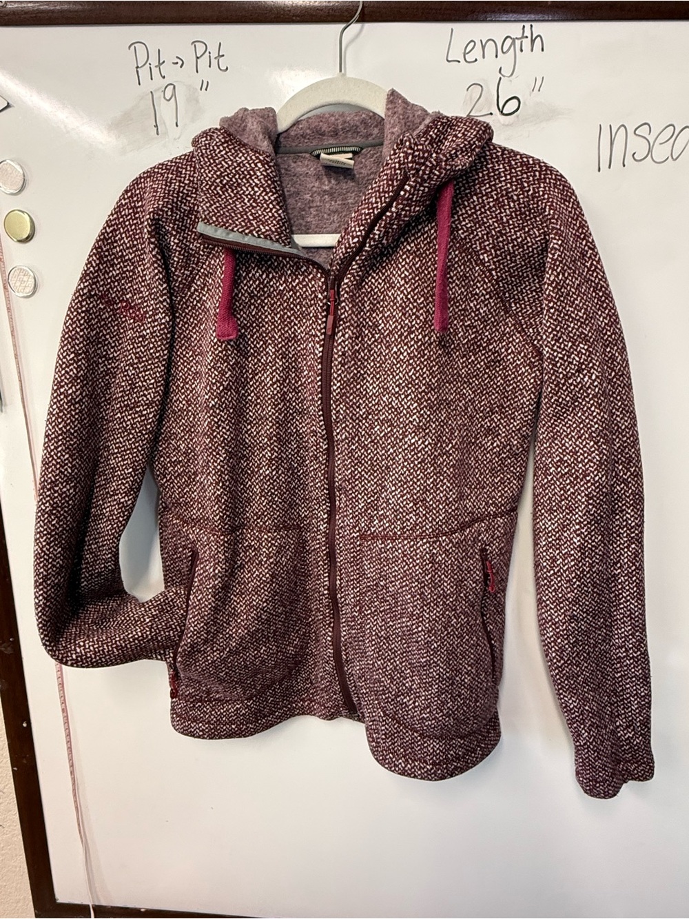 Zip-Front Hooded Utility Jacket in Maroon Blend